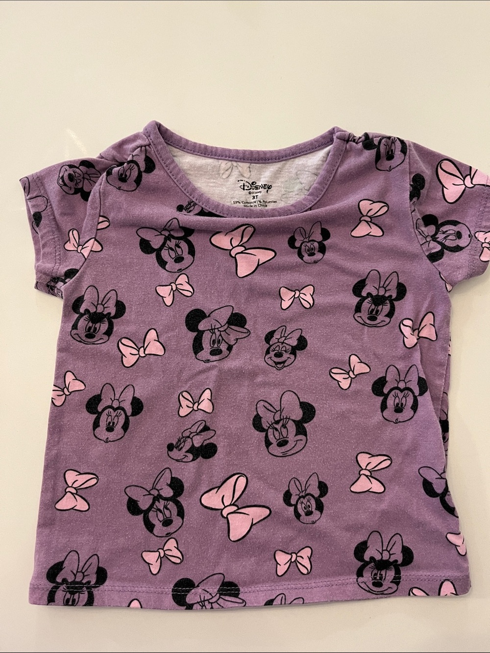 Disney Purple Tee with Pink Bow & Minnie Print
